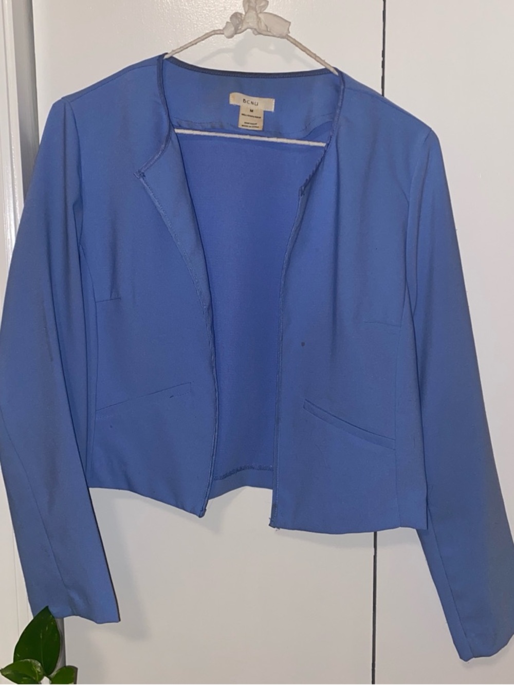 Women's Cropped Open Front Jacket - Blue